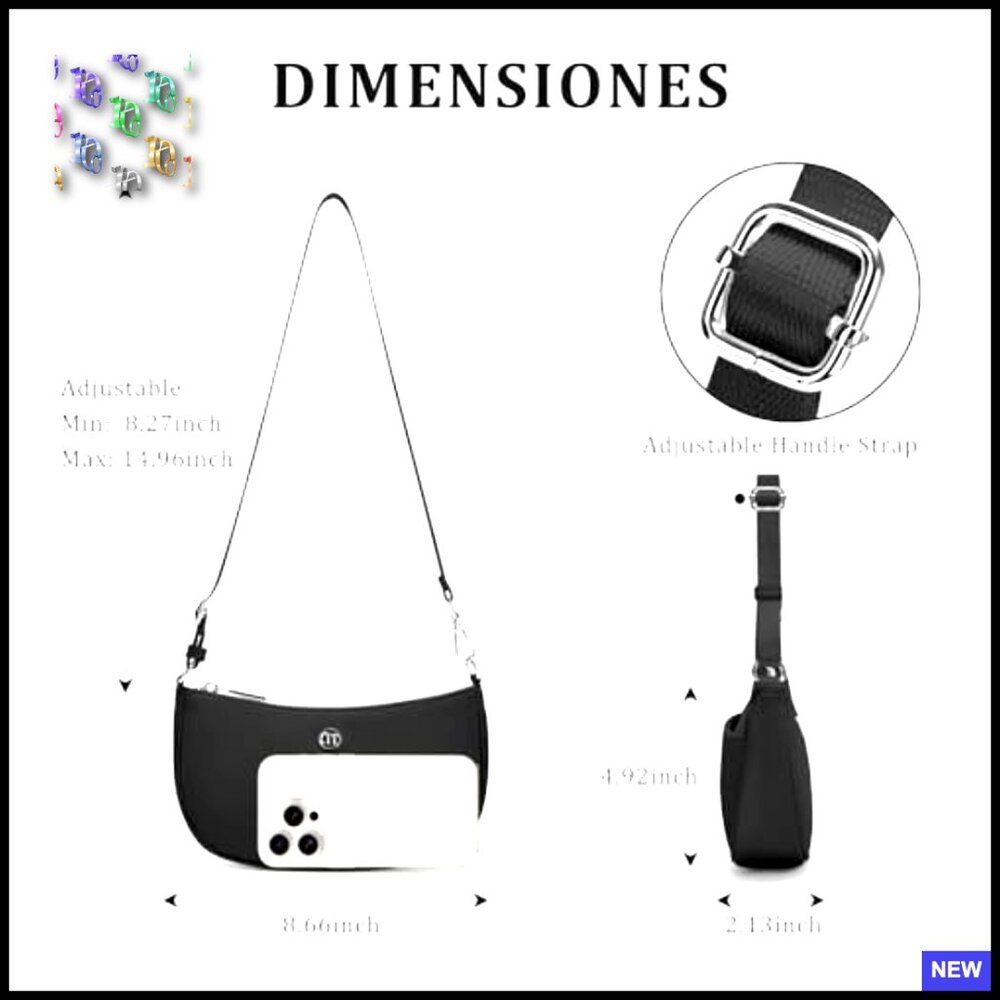 Nylon Shoulder Bag Adjustable Strap Hobo Purse Retro Chic Mini Clutch Spacious - Picture 3 of 7